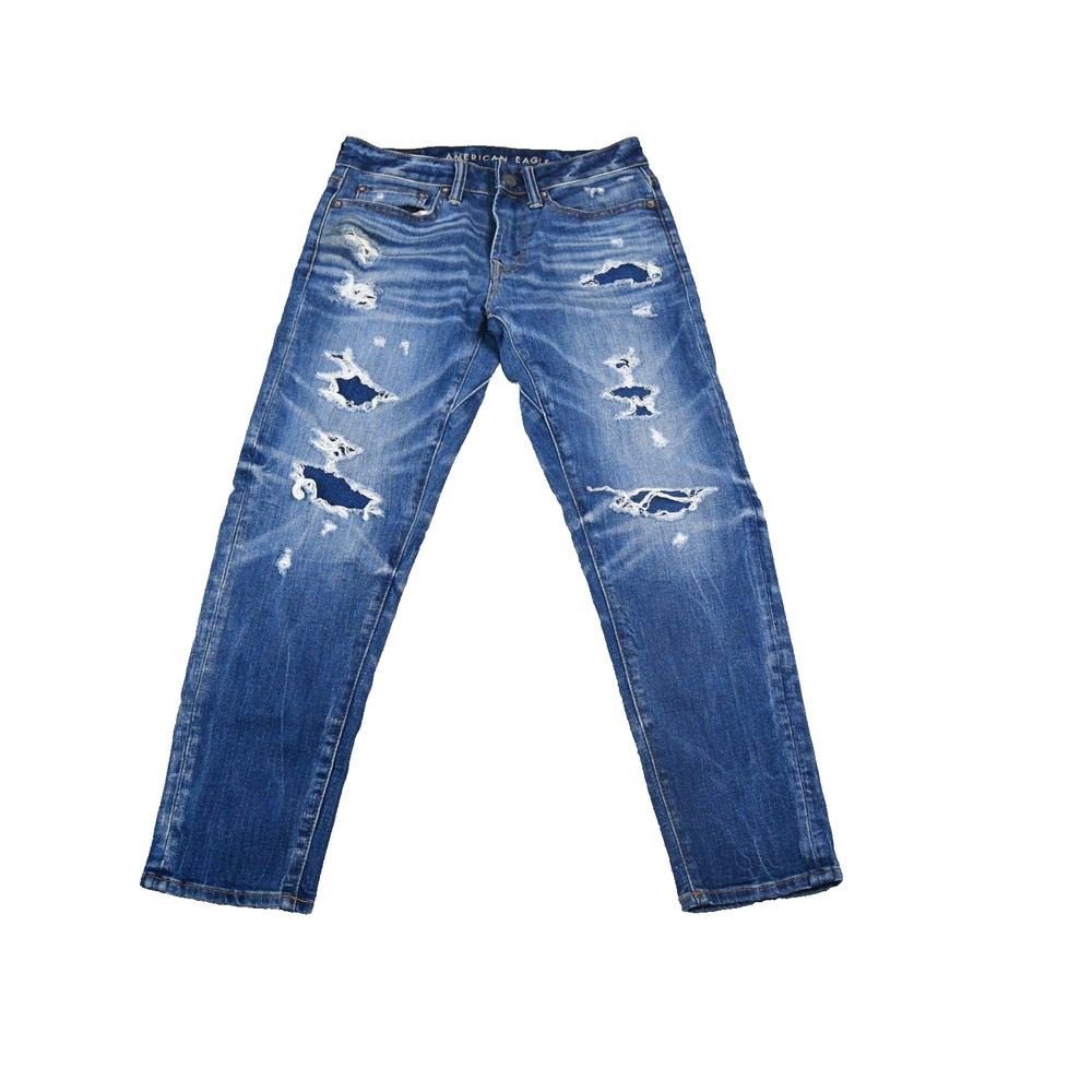 American Eagle Jeans Mens 26x28 (28x25 Actual) Move Free Athletic Fit Distressed